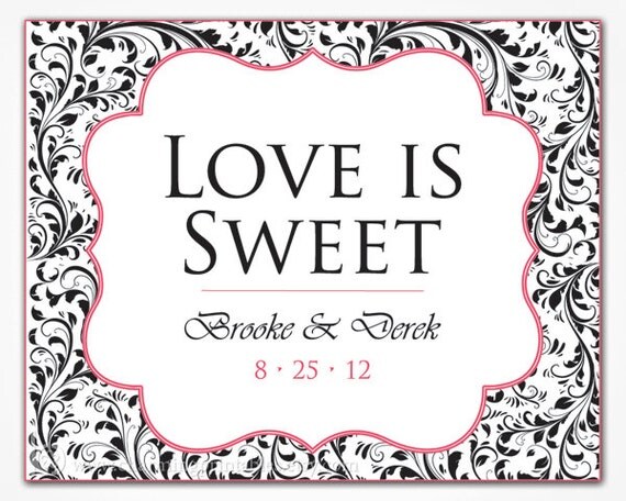 Damask Buffet Sign - Custom Colors, Fonts - PRINTABLE - Custom Candy (Popcorn, Snack, Ice Cream, Cookie...) Buffet Sign Il_570xn
