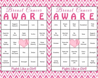 100 Breast Cancer Awareness Month Bingo Cards - Printable Pink Ribbon Event Activity - Instant Download - Think Pink Ta-tas October BCA001
