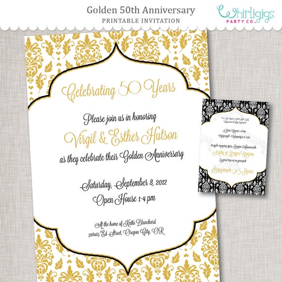  50th  Anniversary  DIY  Invitation  by Whirligigs Party Co 