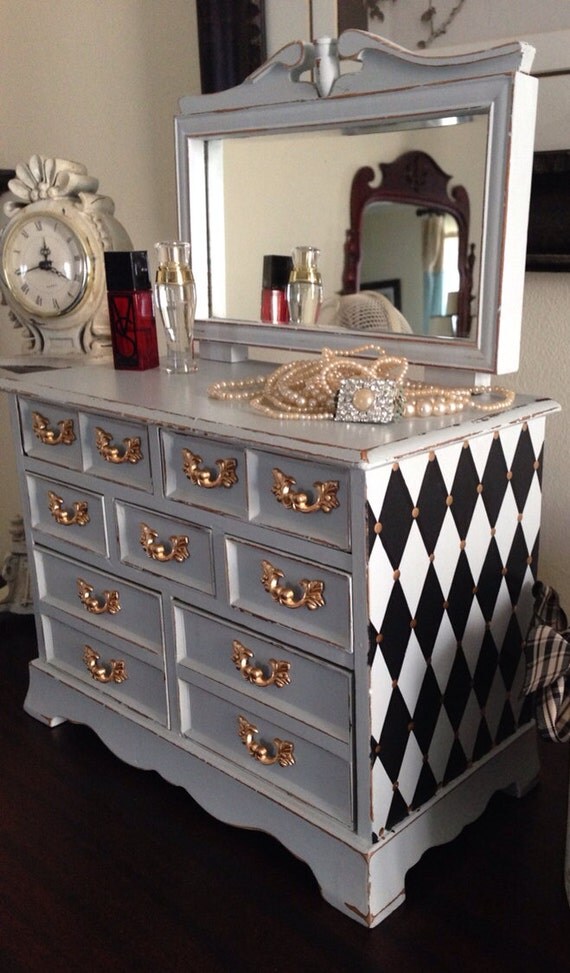 SOLD Vintage Musical Jewelry Box Dresser Style Hand Painted