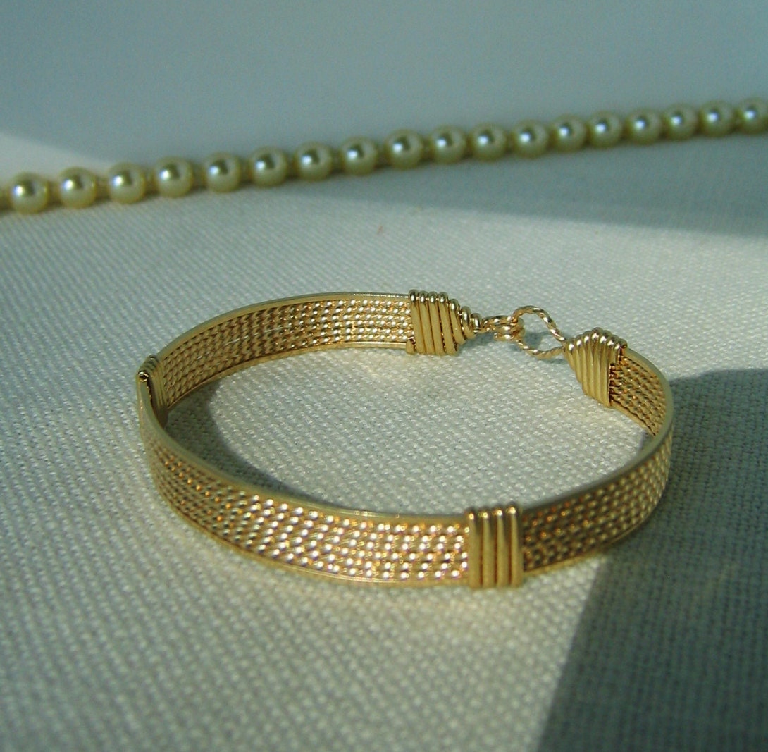 14K GOLDFILLED Handmade Wire Wrapped 8Strand Bangle Bracelet
