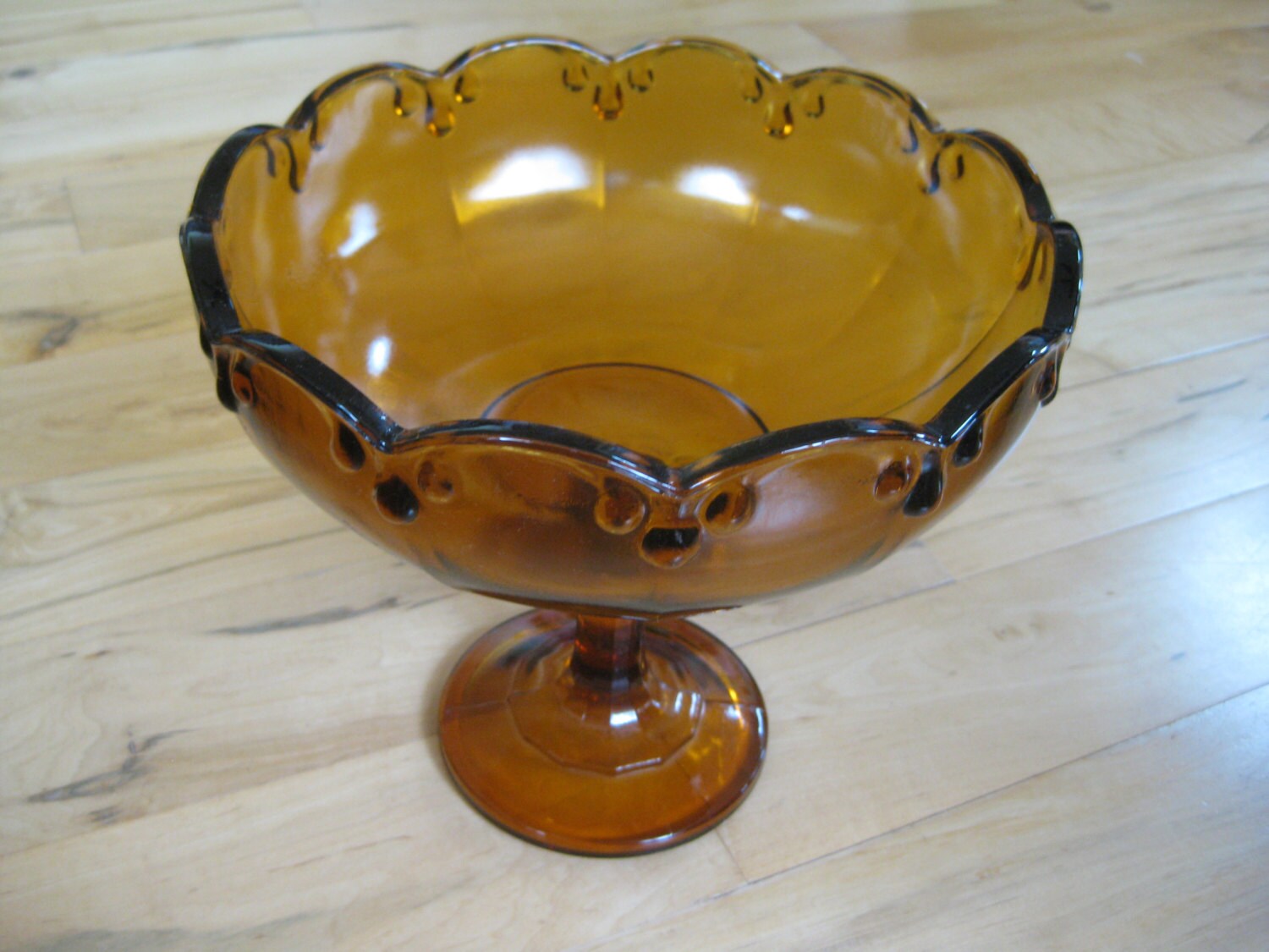 Indiana Glass Golden Amber Teardrop Compote Very Good, Vintage glass ...