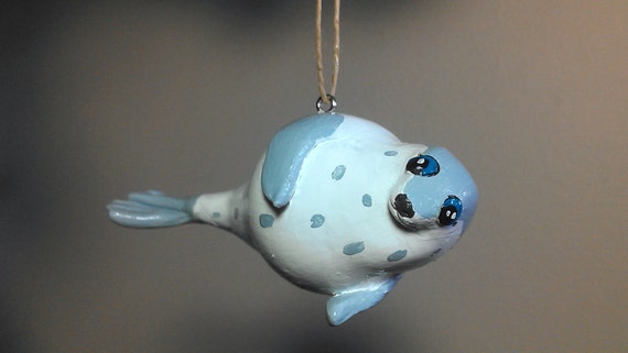 seal christmas ornament ornament animal handpainted seal christmas ornament ornament animal handpainted