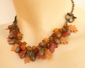 Acorn jewelry - Fall leaves - Handmade Fall jewelry - Necklace turns into a bracelet - Agate jewelry