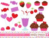 50% OFF - Valentine's Day Candy Love Hearts Sweets Cute Clip Art - Commercial Use - Scrapbooking Invitations Cards - Instant Download Il_170x135