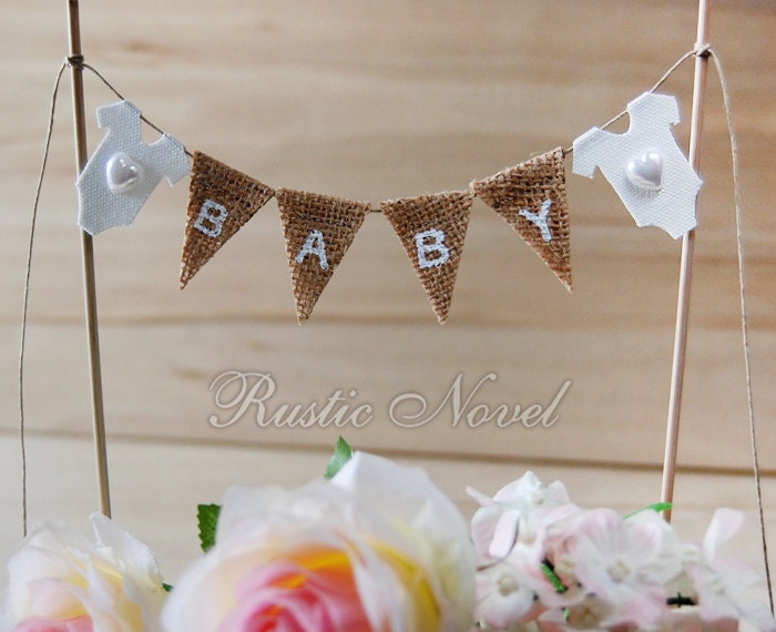 Baby Shower Cake Topper Burlap Cake Bunting Birthday Cake