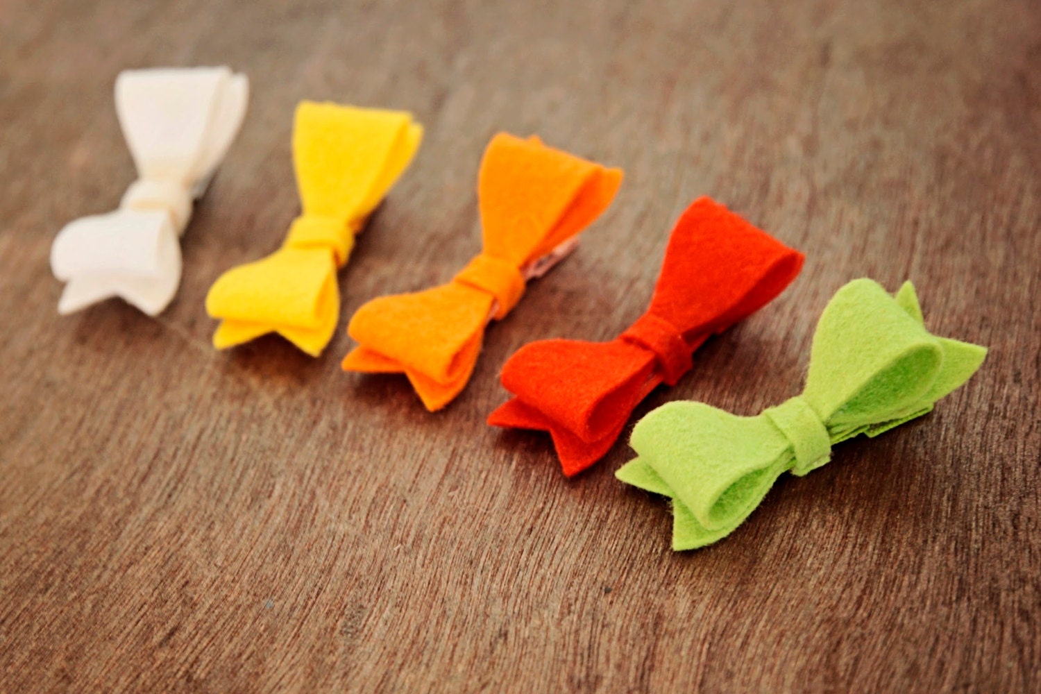 Felt Hair Bows Set of 5 Felt Hair Clips Citrus by CuteZTies