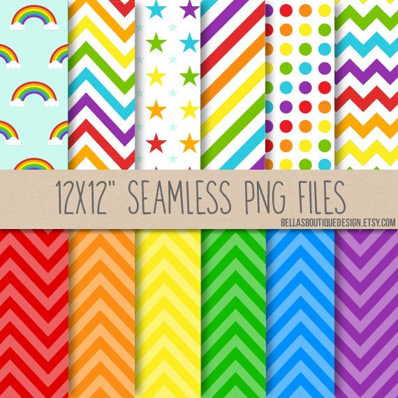 Instant Download, SEAMLESS, Simply Rainbow Digital Paper Pack, scrapbooking papers, party decoration Il_570xn