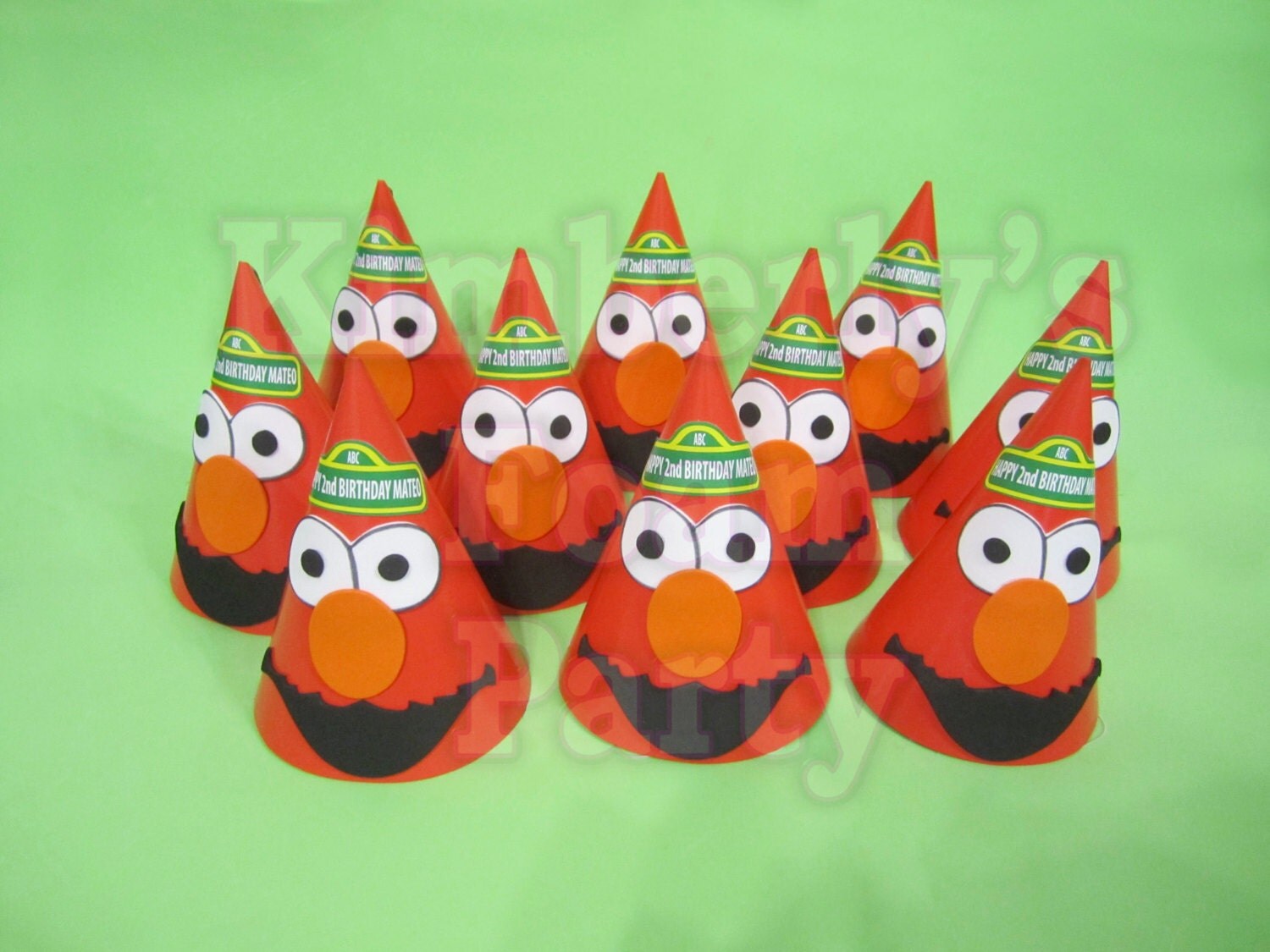 10 Personalized Elmo Party Hats