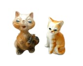 Cat Figurines Odd Pair of Friends Porcelain China