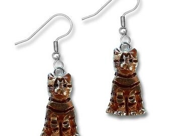 Enamel Orange Tabby Cat Earrings