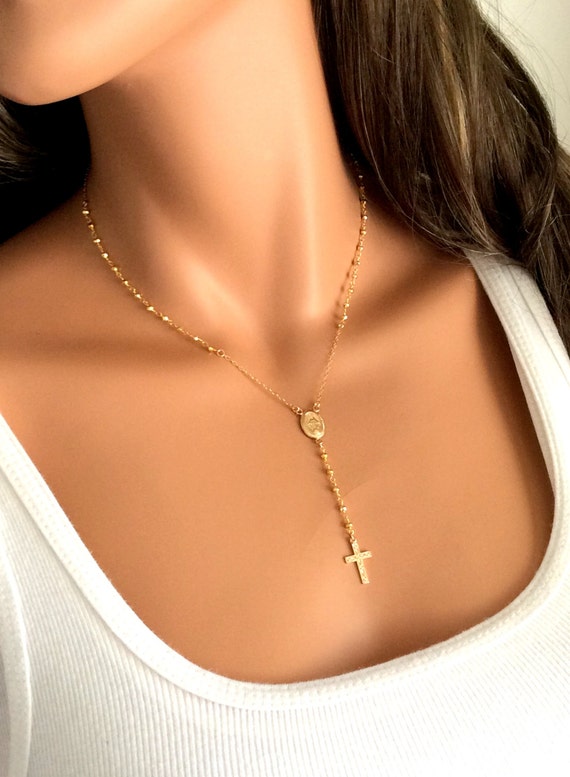 Gold Rosary Necklace Pyrite Gemstone Kt By Divinitycollection