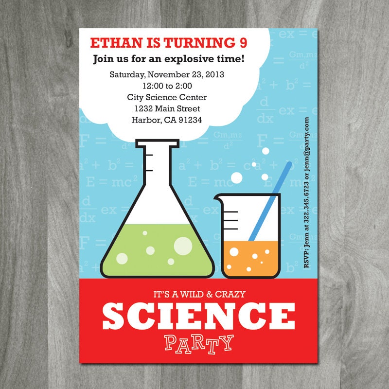 Science Birthday Party Invitation Science by CharliesPrintables