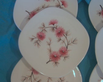 Edwin Knowles Coral Pine Pattern - Criterion Shape - Bread and Butter Dessert Plates - Set of 6