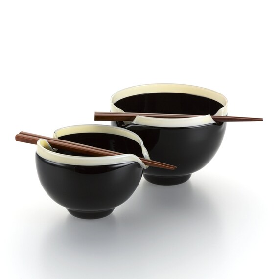 Items similar to Hand Blown Glass Noodle Bowl with Chopstick Rest in