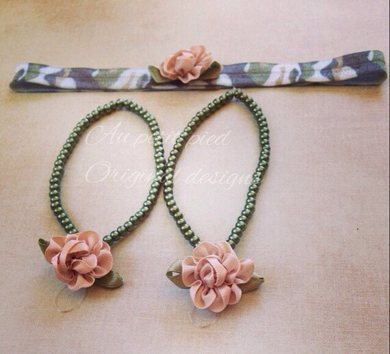 Baby barefoot sandals, camo headband, military baby, camouflage photo ...