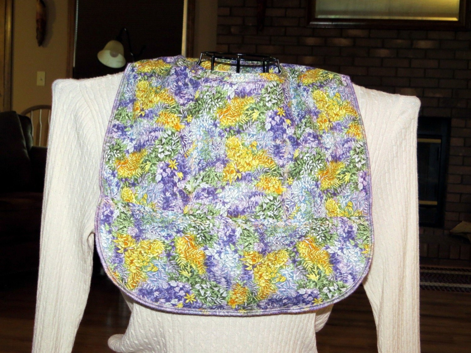 Floral Cotton Adult bib. Reversible Adult Bib. by NammersCrafts