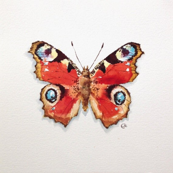 Watercolor Butterfly - Original Watercolor Painting 7 4/5 x 7 4/5 inches
