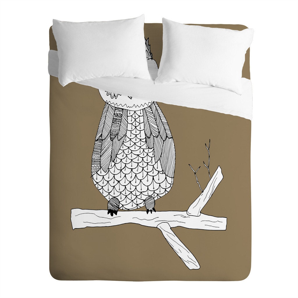 Brown Owl Pillow Cases & Sheet Set / Owl by LushTartArtProject
