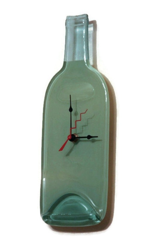 Wine Bottle Clock Beautiful Sea Foam Green wall clock with