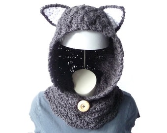 CROCHET Ca PATTERN hooded t Cowl animal Hooded with  scarf Cowl ears  Crochet Animal  Pattern Ears