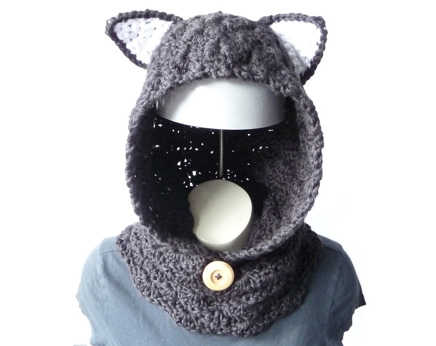 Cat Costume CROCHET PATTERN Women Hoodies Crochet Cowl Scarf
