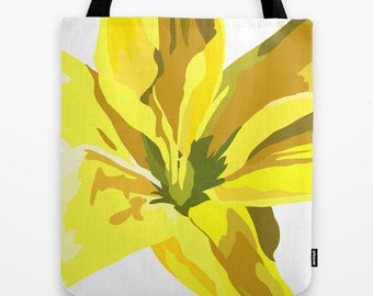 Yellow Tote Flower Tote Bag Tote Bag 16x16 inches Art Tote Bag