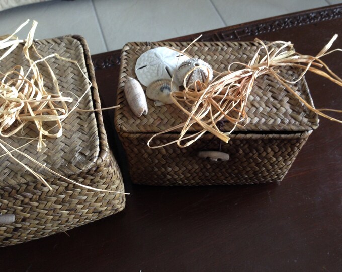 Wicker Shell Baskets - set of 2