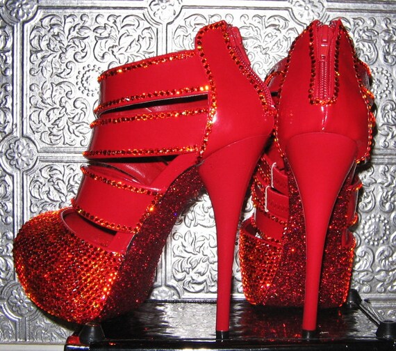 red patent platform heels