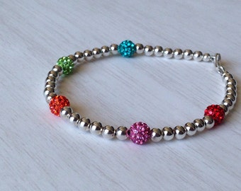 Over the Rainbow // Swarovski Crystal Ball and Sterling Silver Beads Bracelet