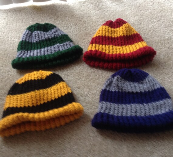 Harry Potter Inspired Knit Beanie Hats Gryffindor Slytherin