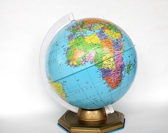 Vintage World Globe - Vintage Globe Decor - Office Decor - Colorful Desk Globe - Chein Globe - Vintage Toy Globe - Earth Globe - Metal Globe