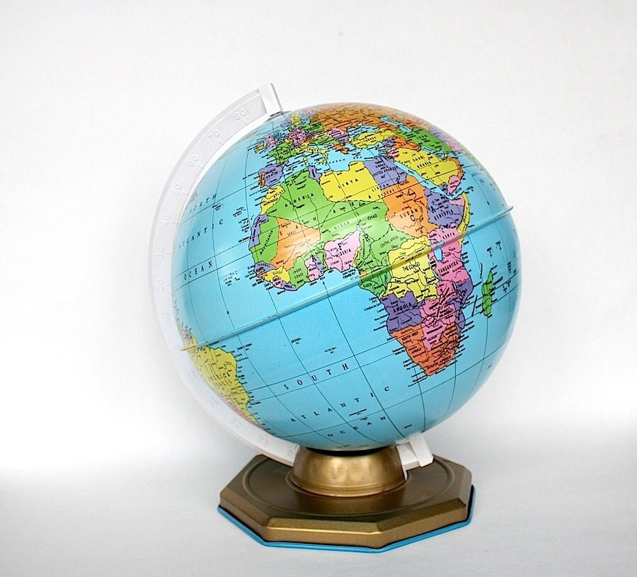 World Globe Vintage Globe Office Decor Colorful Desk