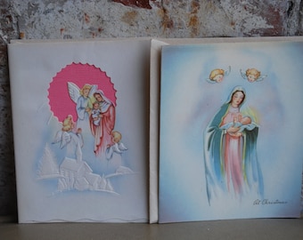 Vintage Christmas Greeting Cards, Nativity, Marchant