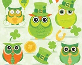 80% OFF SALE St-patrick's owls clipart commercial use, valentine vector graphics, digital clip art, digital images - CL638 Il_170x135