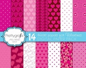 80% OFF SALE 14 valentine heart digital paper, commercial use, scrapbook papers, background - PS591 Il_170x135