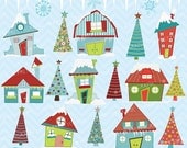 80% OFF SALE christmas house clipart commercial use, vector graphics, digital clip art, digital images - CL414 Il_170x135