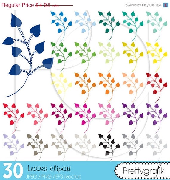 40% OFF SALE 30 flower leaves clipart commercial use, vector graphics, digital clip art, digital images - CL468 Il_570xn