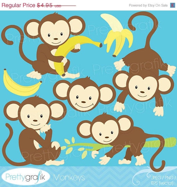 80% OFF SALE monkey clipart commercial use, vector graphics, digital clip art, digital images, instant download - CL524 Il_570xn
