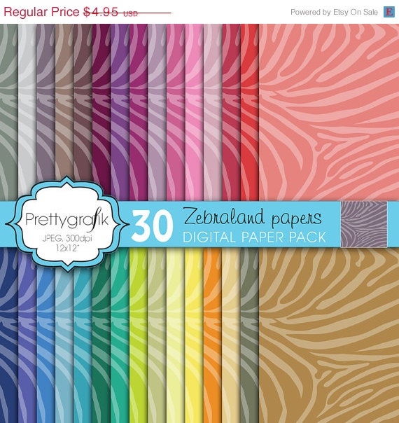 80% OFF SALE zebra animal print digital paper, commercial use, scrapbook papers, background - PS599 Il_570xn