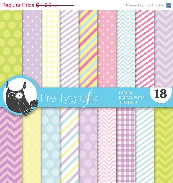 80% OFF SALE easter colors digital paper, commercial use, scrapbook papers, background polka dots, chevron, gingham, stripes - PS644 Il_570xn