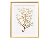 Items similar to Gold Coral Print, Beach House Art, Gold Artwork, Sea ...