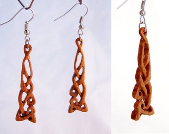 Earrings made of cherry wood