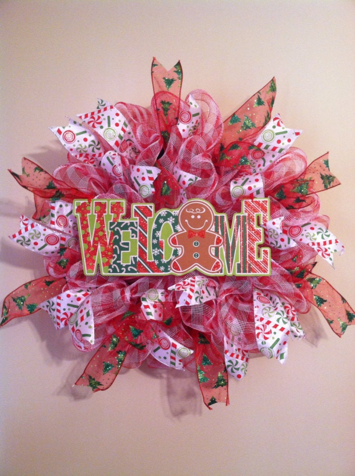 Christmas mesh wreath/ gingerbread wreath/ON SALE, LAST one