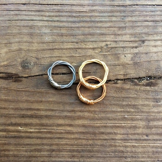 Men's Ring Guitar String Ring Gold Bronze or Silver