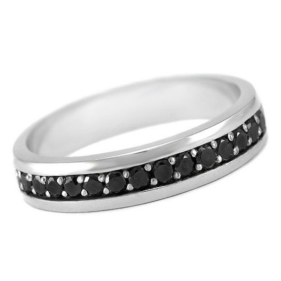 60 Carat Fancy Black Diamond Men's Wedding Band Ring High Polished ...