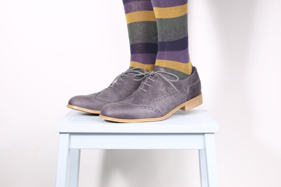 ON SALE 10 % Leather mens shoes Oxford purple hand made ADIKILAV