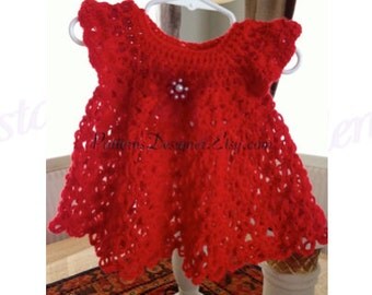 PT035 - 0-12 Months - Crochet Baby Dress Pattern, Baby Dress Pattern, Handmade Dress, Christmas Dress Pattern.