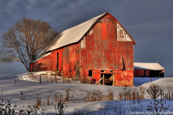 Red Barn Photo Wisconsin Winter Photography Fine Art Print