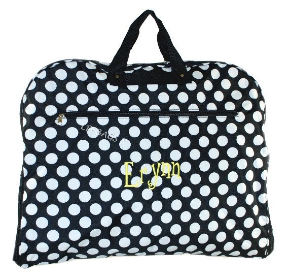 Personalized Garment Bag Black and White Large Dot Travel